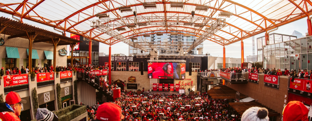 Power and Light District during a Chiefs NFL game