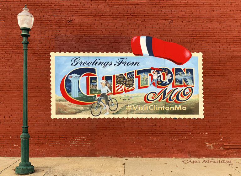 Greetings from Clinton, MO mural in downtown square.